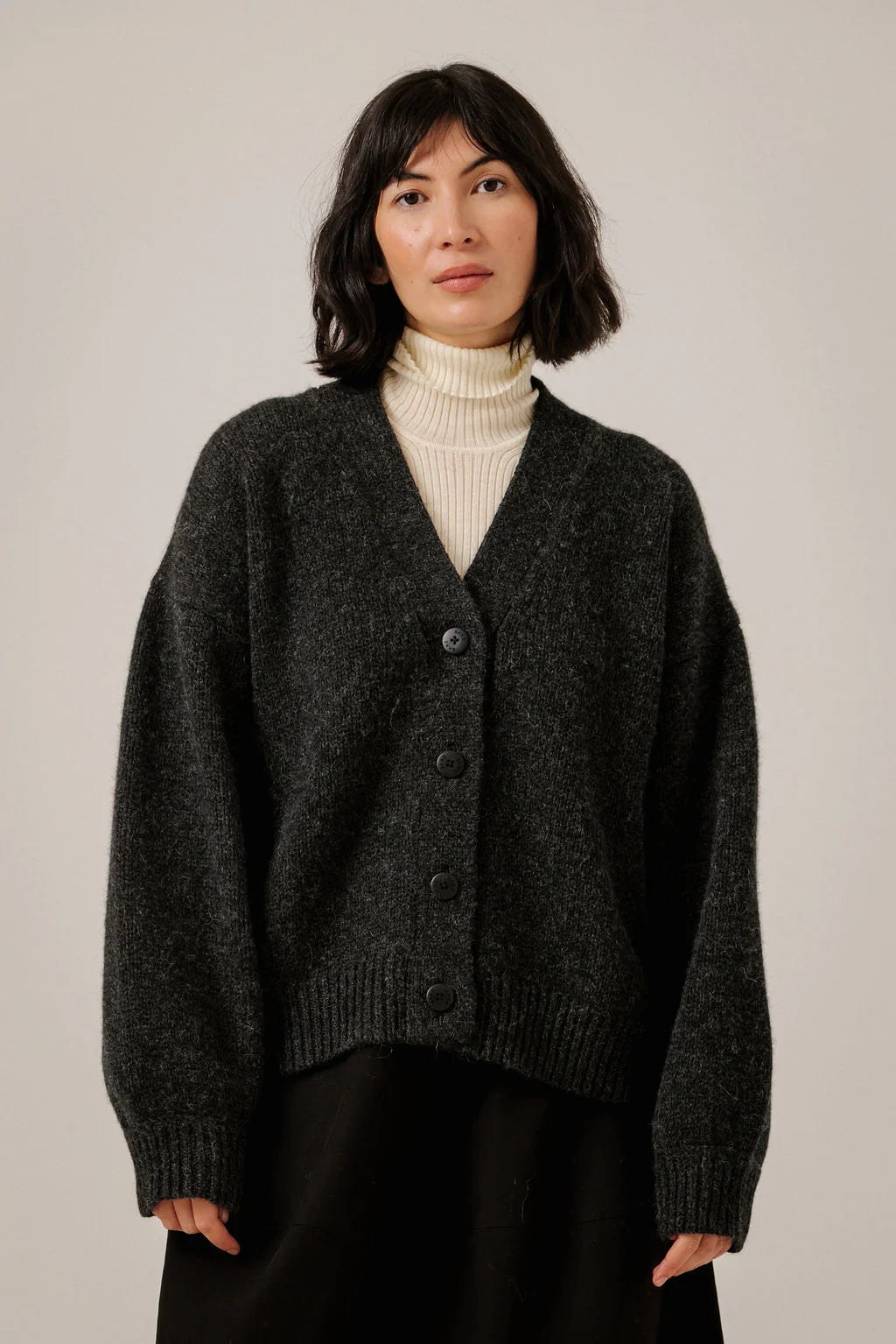 Oversized Alpaca Cardigan in Basalt