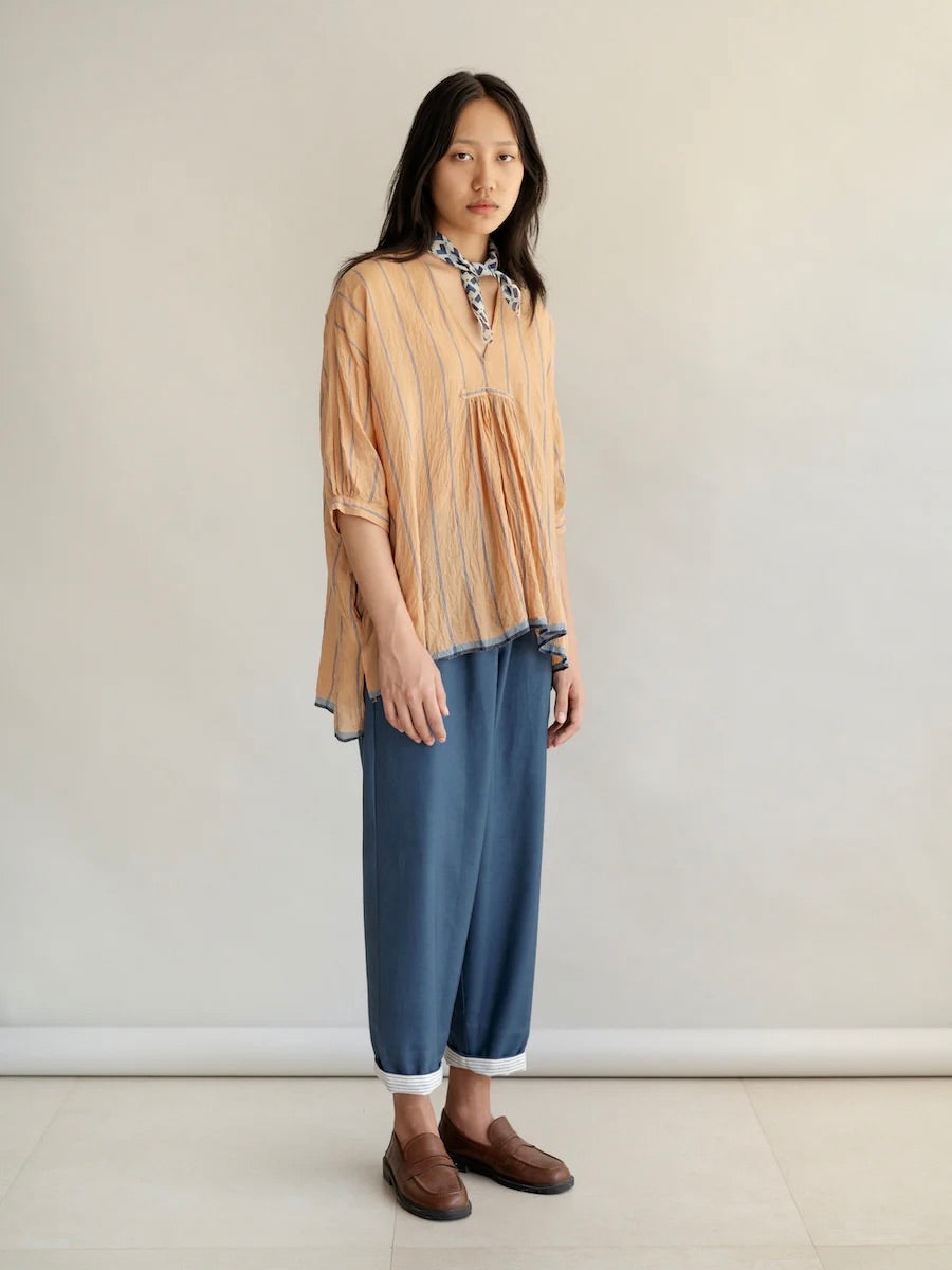 Hand-Loomed Shirt in Wheat and Blue