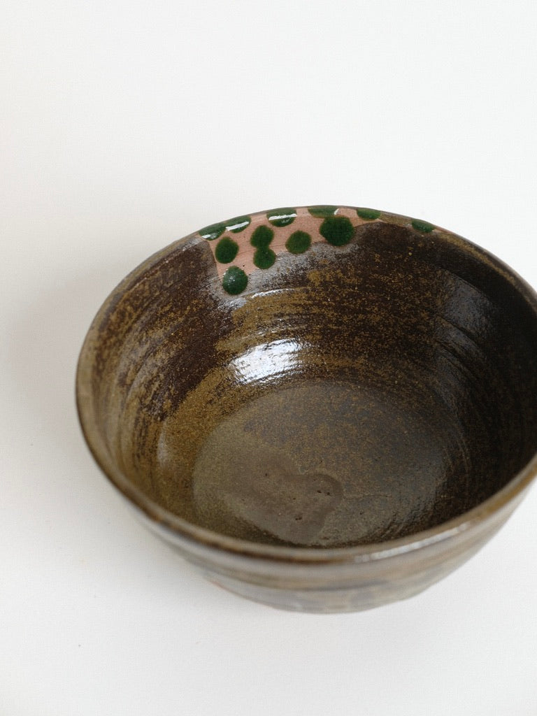 Small Green Polka Dot Serving Bowl