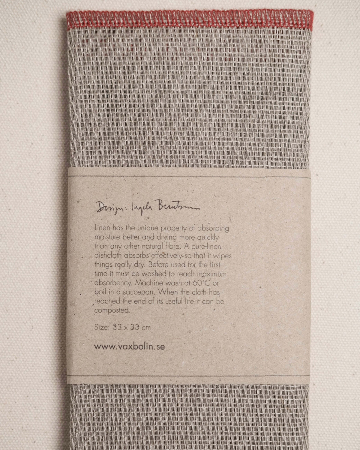 Linen Dishcloth in Natural and Red