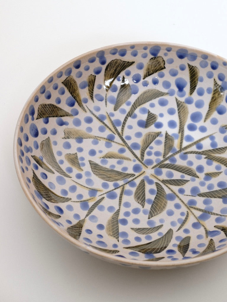 Large Shallow Polka Dot Serving Bowl