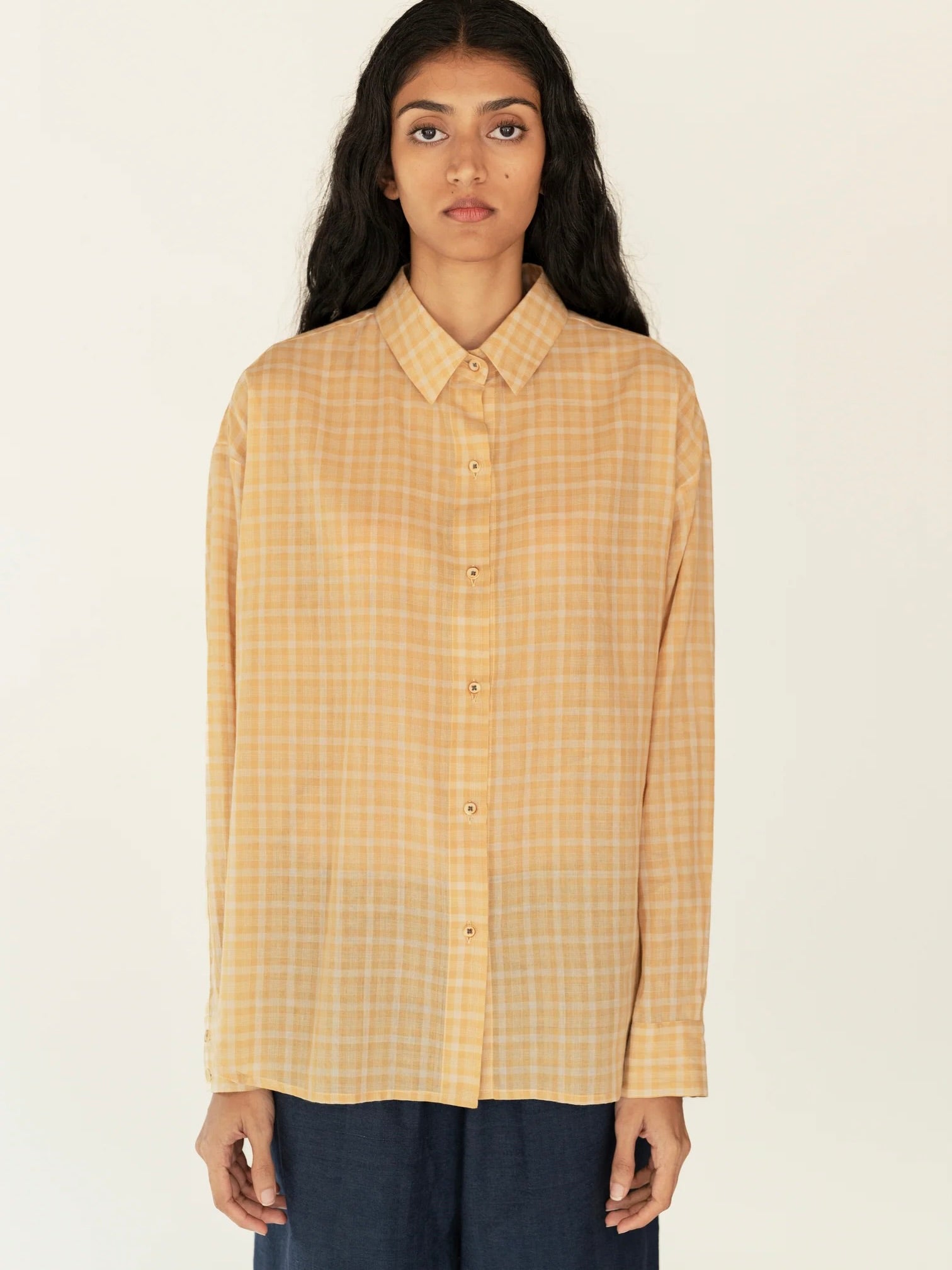 Cotton Shirt in Yellow Checks