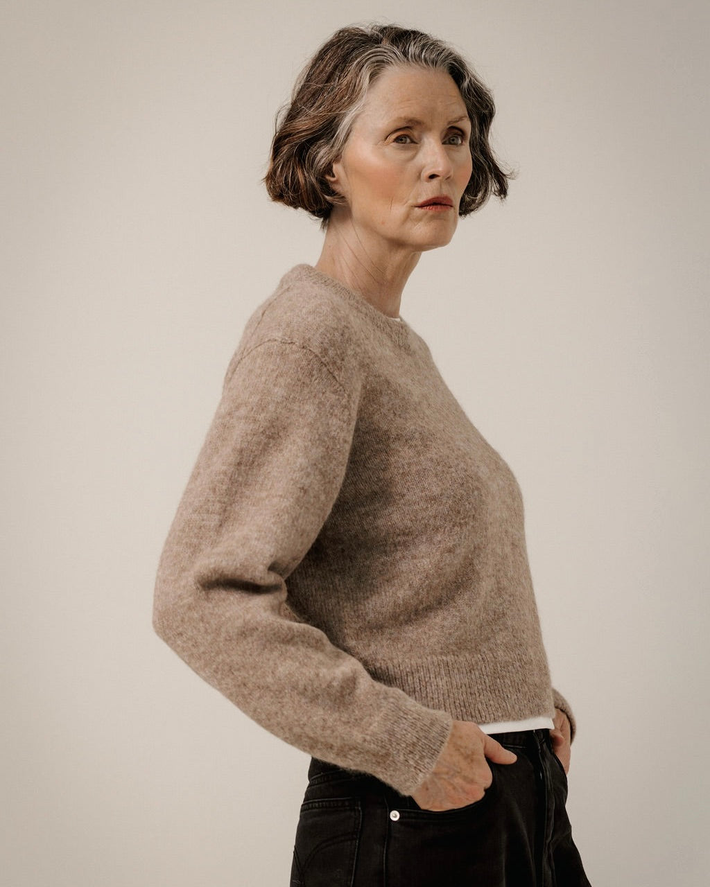 Baby Alpaca Crewneck in Dark Fawn