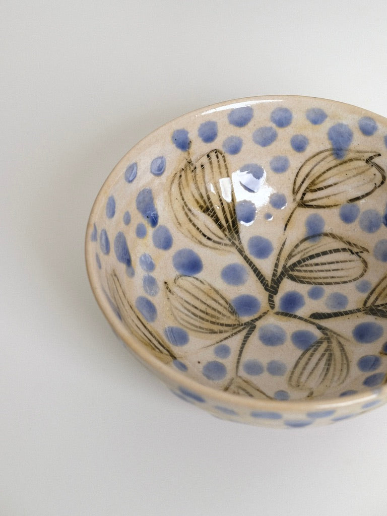 Small Blue Polka Dot Serving Bowl