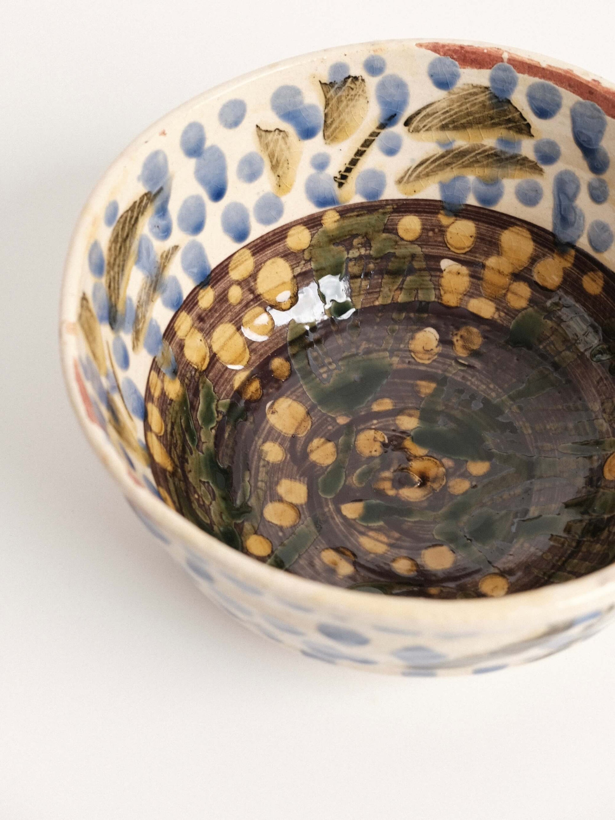 Large Blue Polka Dot Serving Bowl