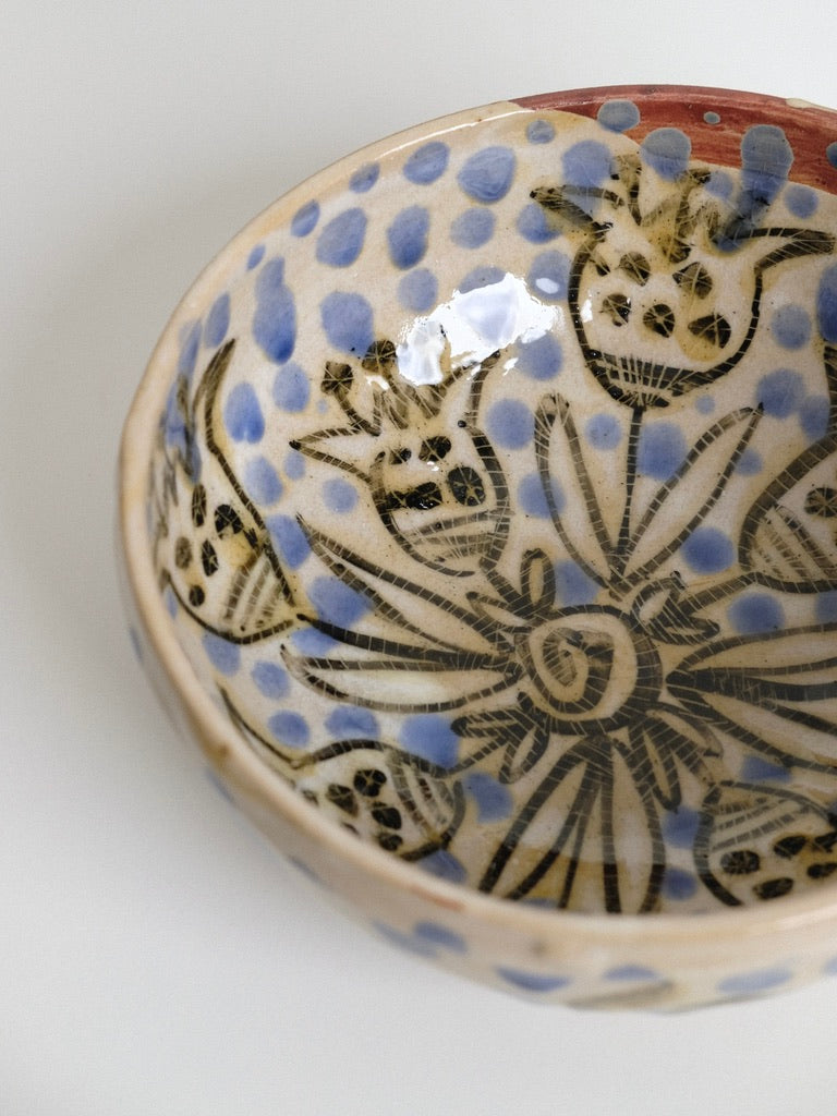 Medium Blue Polka Dot Serving Bowl no. 2