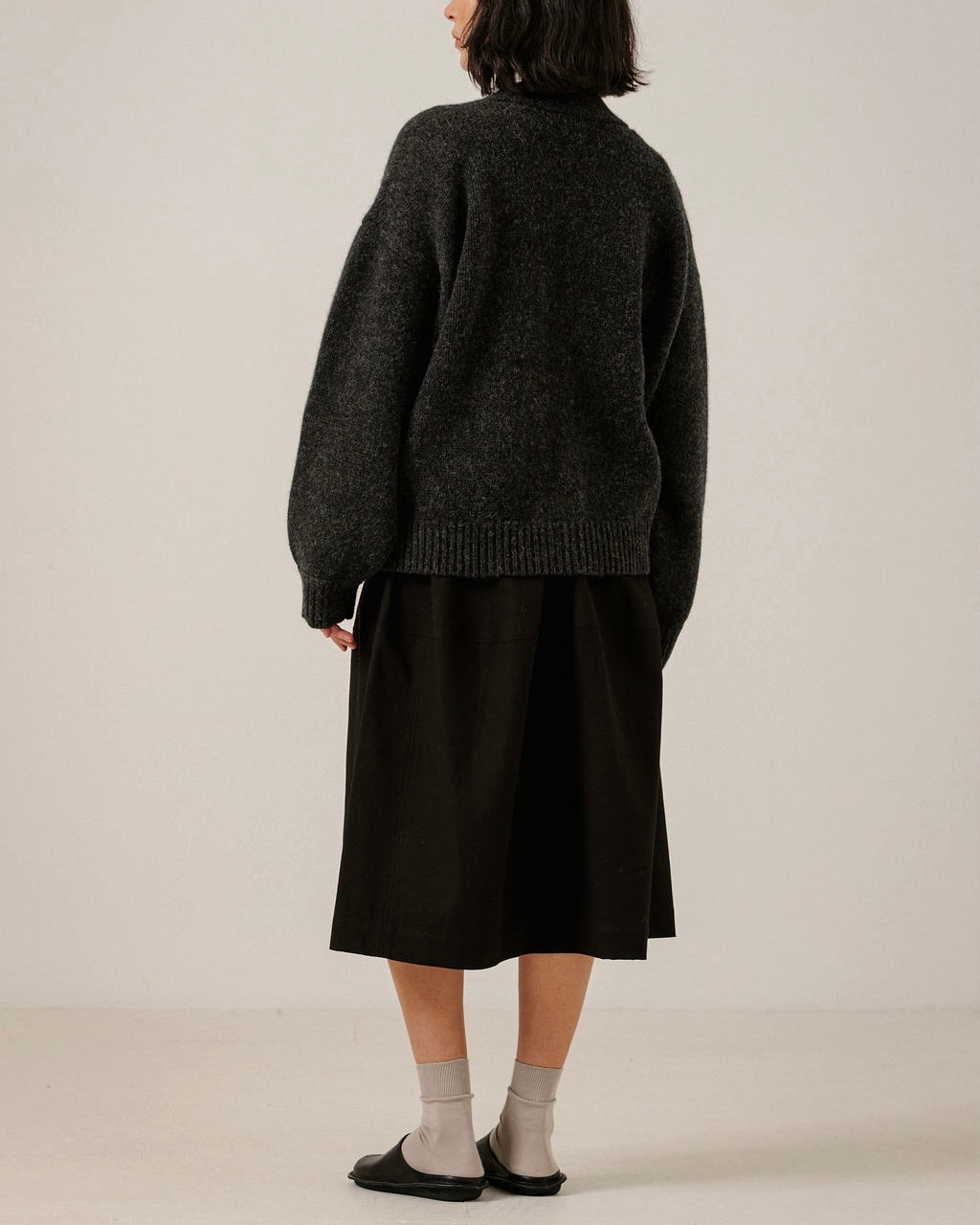 Oversized Alpaca Cardigan in Basalt