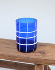 Checkered Glass in Deep Blue and White