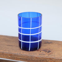 Checkered Glass in Deep Blue and White