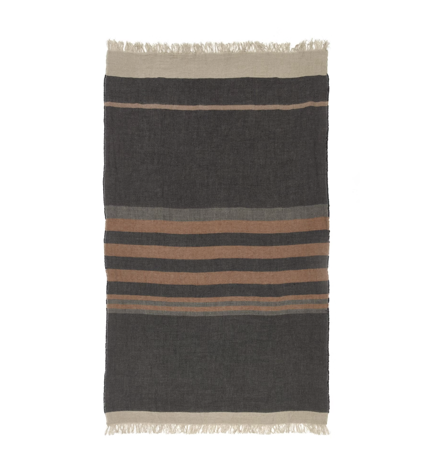 Linen Bath Towel in Black Stripe