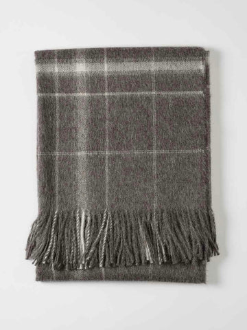 Grey/Ivory Plaid Alpaca Blanket by Linen Way