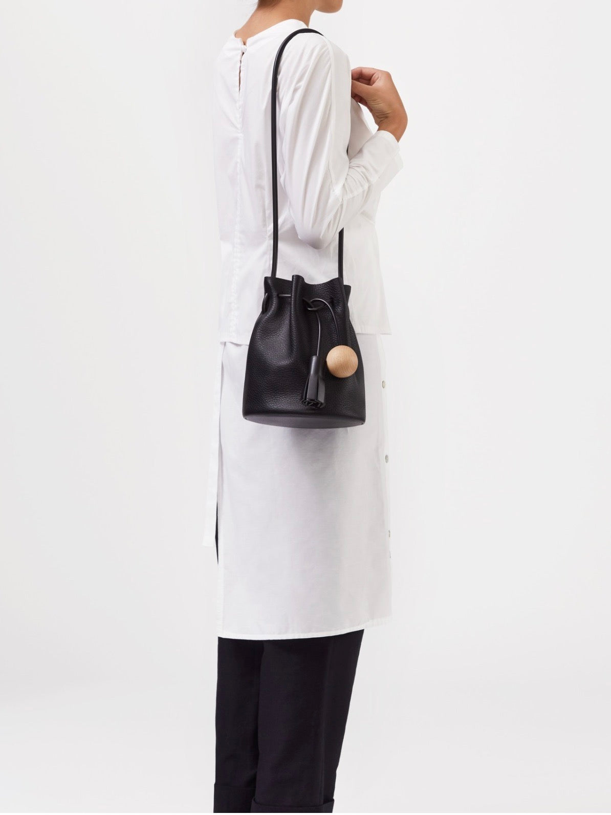 Pebbled Leather Mini Bucket by Building Block