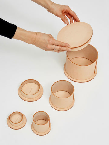 Natural Leather Canister by Building Block